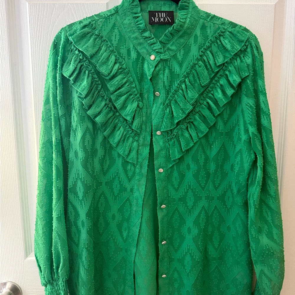 The Moon Green Ruffled Shirt